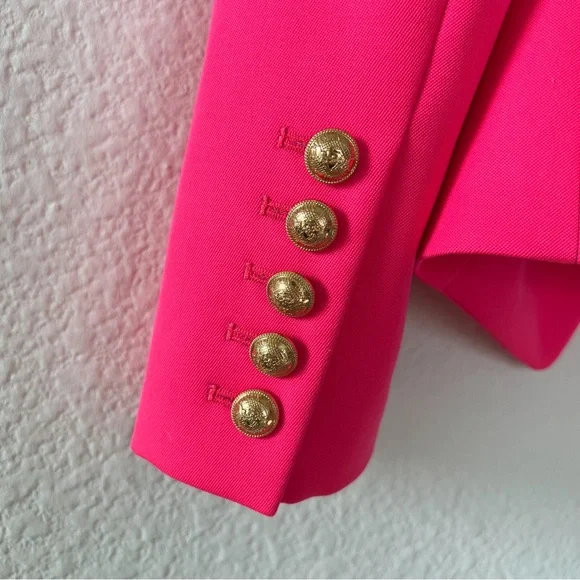 BALMAIN Double-Breasted Grain De Poudre Wool Blazer - Picture 9 of 12